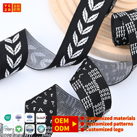 Fournisseur de sangles en jacquard tricoté GOTS, motifs personnalisés, logo imprimé, sangles en polyester tricoté jacquard