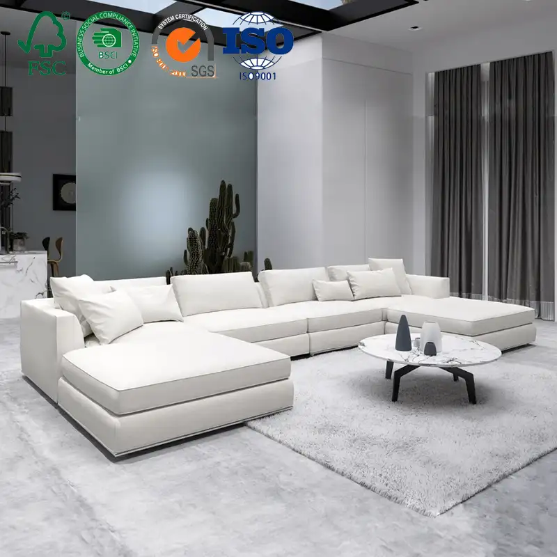 Moderno divano gigante kd mobili per la casa cloud u divano componibile modulare in pelle bianco soggiorno set di divani