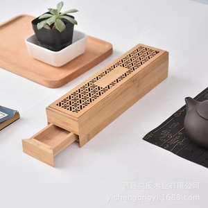 Bamboo Incense Burner Box <b>Drawer</b> Style Solid Wood Hand Made Customizable Size For Incense Stick Storage Gift Packaging - Product Image 3