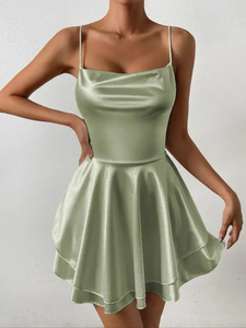 Romper Bandeau de satén a la moda, dobladillo en capas, Mono Blanco, imprescindible para la noche - Product Image 2