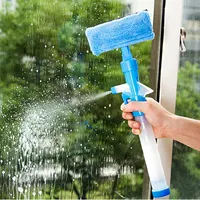 Limpiador de cepillo de agua con pulverizador, herramientas multifuncionales, limpiador de ventanas con almohadilla de tela, 3 colores, para el hogar