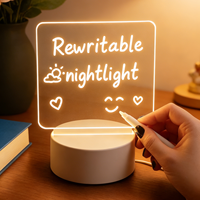 Tableau d'affichage créatif en acrylique haute transparence avec éclairage LED, lecteur USB et stylo, idéal pour les lumières de fête et l'affichage d'informations
