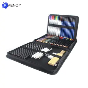 Kit de dessin 72 pièces, ensemble de crayons de couleur pour croquis, aquarelle