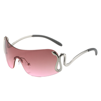 Lunettes de soleil sans monture UV400 avec verres PC, monture en métal motif serpent, lunettes de mode pour l'extérieur, idée cadeau