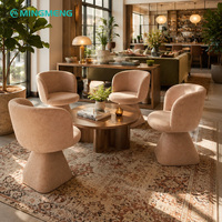 Ensemble de sièges de hall haut de gamme, fauteuils rembourrés en tissu, table basse en bois massif pour hôtel, complexe hôtelier, espace public