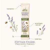 Custom Artisan Stick Packaging Tear Notch Cream Purple Lavender Cottage English Instant Coffee Sachet Bags for Tea Room Brand