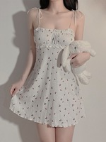 Robe de nuit d'été à bretelles pour femmes, imprimé Floral, Style doux, robe courte Sexy, pyjama, vente en gros