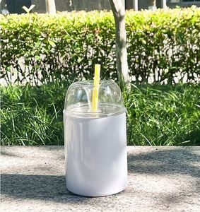 แก้วน้ำทรงโดมแบบมีฝาปิด ขนาด 12 ออนซ์ 24 ออนซ์ สำหรับงานซับลิเมชั่น DIY พร้อมหลอดดูด สำหรับเด็กทำงานฝีมือ - Product Image 4