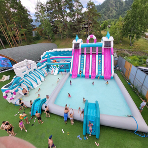 Giant outdoor summer party jumpers commercial water slide jumping castle for kids <b>inflatable</b> with water park - Product Image 1