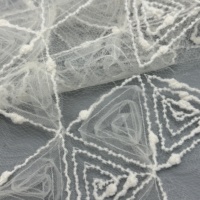 Nouveau tissu en dentelle brodée 3D avec cordon diamanté et nœuds en coton, en stock, vente en gros pour robes de mariée, tenues pour enfants et coiffes