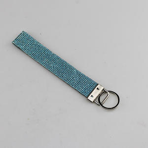 Custom Logo Printing PU <strong>Leather</strong> Wristlet Strap Keychain bling rhinestone key chain bracelet - Product Image 5