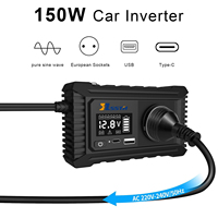 Convertisseur Chargeur Mini DC vers AC 12V 220V, Prise EU, 150W, Onde Sinusoïdale Pure, Onduleur de Puissance pour Voiture Électrique