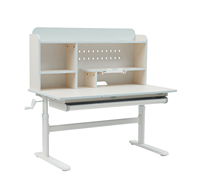 Ensemble de bureau en bois ergonomique pour enfants avec correction de posture, hauteur réglable, compartiments de rangement séparés, support de lecture antidérapant et fonction repas