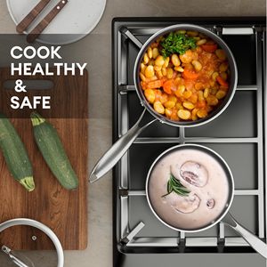 Casserole en acier inoxydable 3 plis avec couvercle, marmite à soupe de haute qualité, design moderne, ensemble d'ustensiles de cuisine - Product Image 2