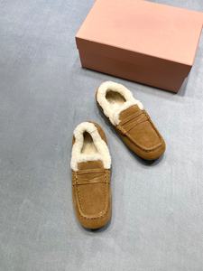 Chaussures plates marron luxueuses pour femmes de marque originale, chaussures décontractées moelleuses, chaussures pour femmes en cuir antidérapant douillet et chaud - Product Image 3