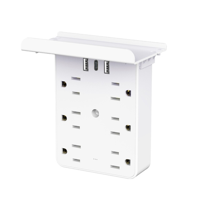 US Wall Outlet Extender 15A Surge Protector 6 AC Outlets Multi Plug USB-A USB-C Fireproof Wall Charger