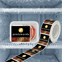 Étiquette adhésive personnalisée en rouleau pour congélateur avec logo doré, pour emballage de viande surgelée et aliments gourmets haut de gamme