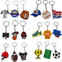 Professioneller Hersteller Maßgefertigter 3D Wasserdichter UV-Bedruckter Sport-Schlüsselanhänger Set PVC Baseball Fußball Schlüsselring für Fans