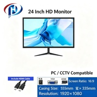 Monitor LCD 24" 1080P 1920x1080 HMI Port VGA Layar Desktop untuk Komputer Sistem Keamanan CCTV