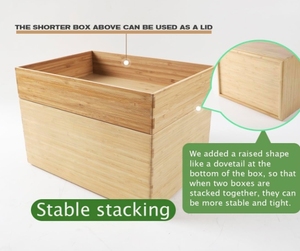 2-mảnh hiện đại đa chức năng Tre hộp lưu trữ thiết lập cao Stackable sâu ngăn kéo thiết kế cho nhà văn phòng sử dụng phát hiện hộp gỗ - Product Image 2