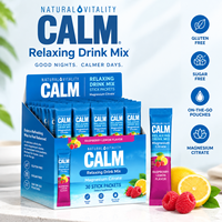 Magnesium Calm Stick Packets, mélange de poudre pour boisson relaxante aromatisée framboise-citron, sachets à emporter, sans sucre