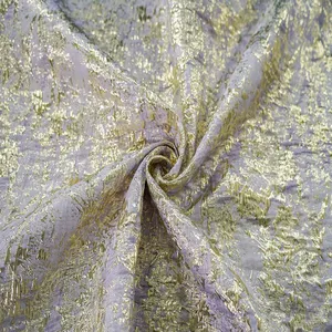 Custom Design Luxury Elegant Polyester Nylon Mixed gold silk relief oil painting sense jacquard fabric