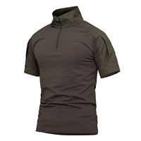 Personnalisé Extérieur Stretch Rip Stop Grille Bleu Marine Foncé Tactique 1/4 Zip Slim Fit Camouflage Tactique Chemise À Manches Courtes