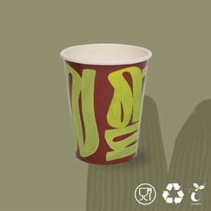 Gobelets en papier DOMOGEL BIO COMPOSTABLE GREEN VIBES 8 OZ 240 CC - 1000 PIÈCES - Product Image 1