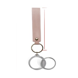 <b>Pink</b> Leather Keychain With Acrylic Round Photo <b>Frame</b> Metal Ring Simple Cute Design - Product Image 5