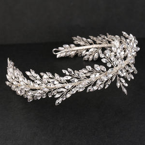 Mahkota Pengantin Kristal Berlapis Emas Buatan Tangan, Aksesoris Bando Rambut, Mahkota Pesta Putri Ratu Pernikahan Prom - Product Image 6