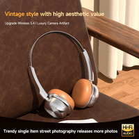 Casque sans fil rétro style vintage avec micro intégré, ajustement confortable, port Type-C pour musique et appels