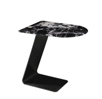 Table d'appoint moderne GOLDKING pour salon, style Napoléon, en marbre noir, base cantilever en métal noir, polie à la main, OEM ODM Direct