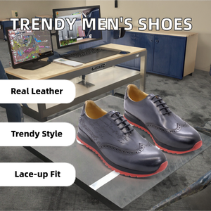 Zapatos de Cuero Vacuno Genuino para Hombre, con Cordones, Diseño de Letras con Láser, Estilo Casual Moderno para Fiestas, Venta al por Mayor - Product Image 3
