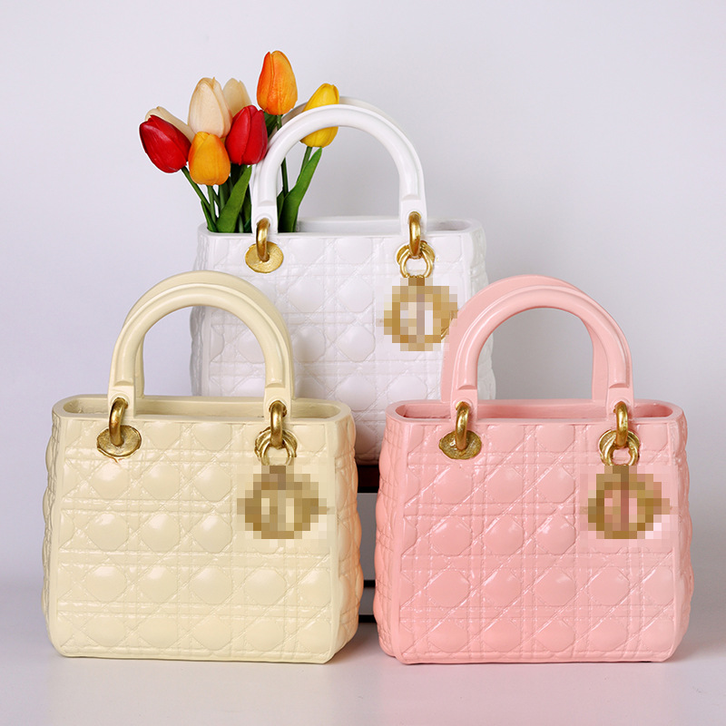 Изготовленная на заказ Роскошная садовая уличная декоративная полимерная Розовая белая Сумочка, ваза для цветов растений