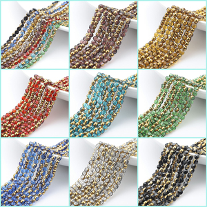 Zhubi 6MM Faceted Round Glass <strong>Beads</strong> Plated Gold Side Original Colors Crystal <strong>Agate</strong> <strong>Beads</strong> for Jewelry Making DIY Necklace - Product Image 6