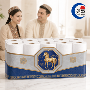 Papel Higiénico de Lujo Premium, Diseño Herencia del Caballo Dorado Turcomano Akhal Teke, Suave, 3 Capas, con Relieve y Acolchado, para Hoteles - Product Image 1