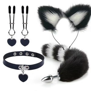 Cosplay Party Katzenohren Nippel Clip Kragen niedlicher Haarschraub Foxenflosse Analsex SM-Spiel 4 Stück Paar Flirtende Sexspielzeuge - Product Image 2