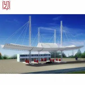 PVDF Tensile Fabric Roof Cover Petrol Station Membrane Structure Sunshade Canopy Manufacturers