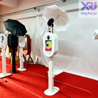 XRJ Photomaton à impression instantanée à hauteur réglable, cadre métallique, télécommande sans fil, caméra WiFi, anneau lumineux réglable pour iPad