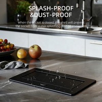 Prise de courant de bureau rétractable, norme européenne 250V 16A, double prise Schuko allemande avec double prise CAT6 pour ordinateur