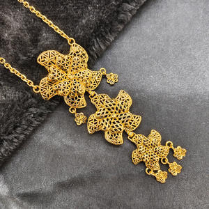 Joyería de Moda Estilo Nigeria, Dubái y Arabia Saudita, Juego de Joyería de 2 Piezas en Oro de 24k, Collar y Aretes para Mujer, para Bodas, Cenas y Fiestas - Product Image 3