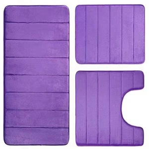 Ensemble de tapis de salle de bain Cangming 3 pièces en polaire corail antidérapant absorbant style moderne et simple - Product Image 3