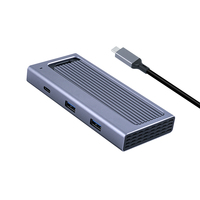 VCOM Gris Aluminio M.2 SATA NVMe SSD Carcasa con USB C A Hub USB 3,1 Gen 2 10Gbps B M Key Adaptador de disco de estado sólido