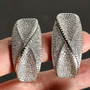 HIBRIDE 2021 declaración Chic Cubic Zirconia pendientes de aro Dubai mujeres nupcial boda joyería accesorios apertura pendiente E-979 - Product Image 4