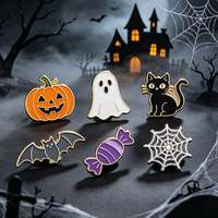 Vente en gros de pin's de revers en métal pour Halloween, badges émaillés personnalisés (citrouille, fantôme, chauve-souris) pour cadeaux de fête, cadeaux de détail et événements