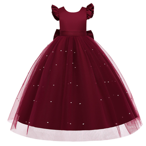 Elegante Abito in Raso Floreale per Bambine con Decorazioni in Perline, Tulle e Fiocco per Festa di Compleanno 7 Anni, Design Formale Estivo - Product Image 3