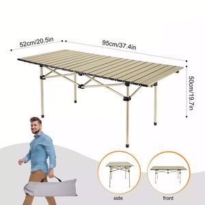Table pliante de camping en métal légère pour l'extérieur avec sac de transport - Portable pour pique-nique, plage et salle de sport - Product Image 2