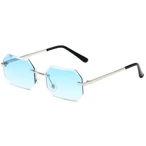 2023 Novo Frameless Square Sunglasses Sun Glasses Mulheres Sunglasses Trendy Preto Verde Azul Vermelho