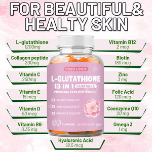 Permen Kunyah <span class=keywords><strong>L</strong></span>-<span class=keywords><strong>glutathione</strong></span> 13 in 1 Label Kustom OEM untuk Kulit Bercahaya, Pemutih, Vitamin C, Biotin, dan Kolagen - Product Image 5