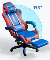 Fauteuil de jeu d'ordinateur de massage en cuir PU à prix réduit Fauteuil de jeu ergonomique inclinable pour jeux vidéo LED RVB